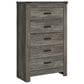 Ashley Frandern 5-Piece Twin Bookcase Bedroom Set in Rustic Warm Gray, , large