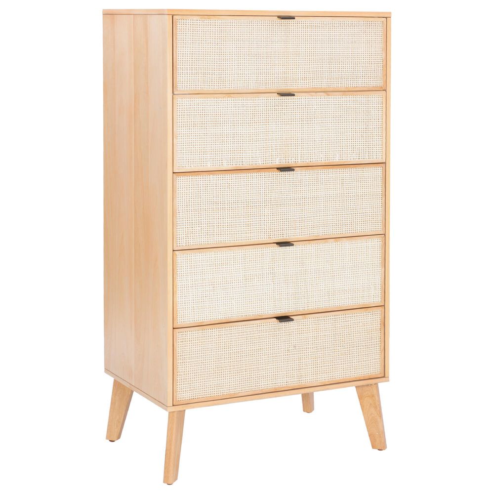 Linon Home Decor Collett 5-Drawer Chest in Natural, , large
