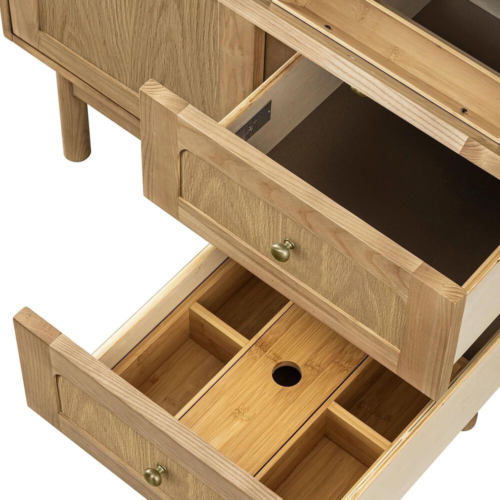 James Martin Vanities Laurent 36" Single Bathroom Vanity in Light Natural Oak with 3 cm White Zeus Quartz Top and Rectangular Sink, , large