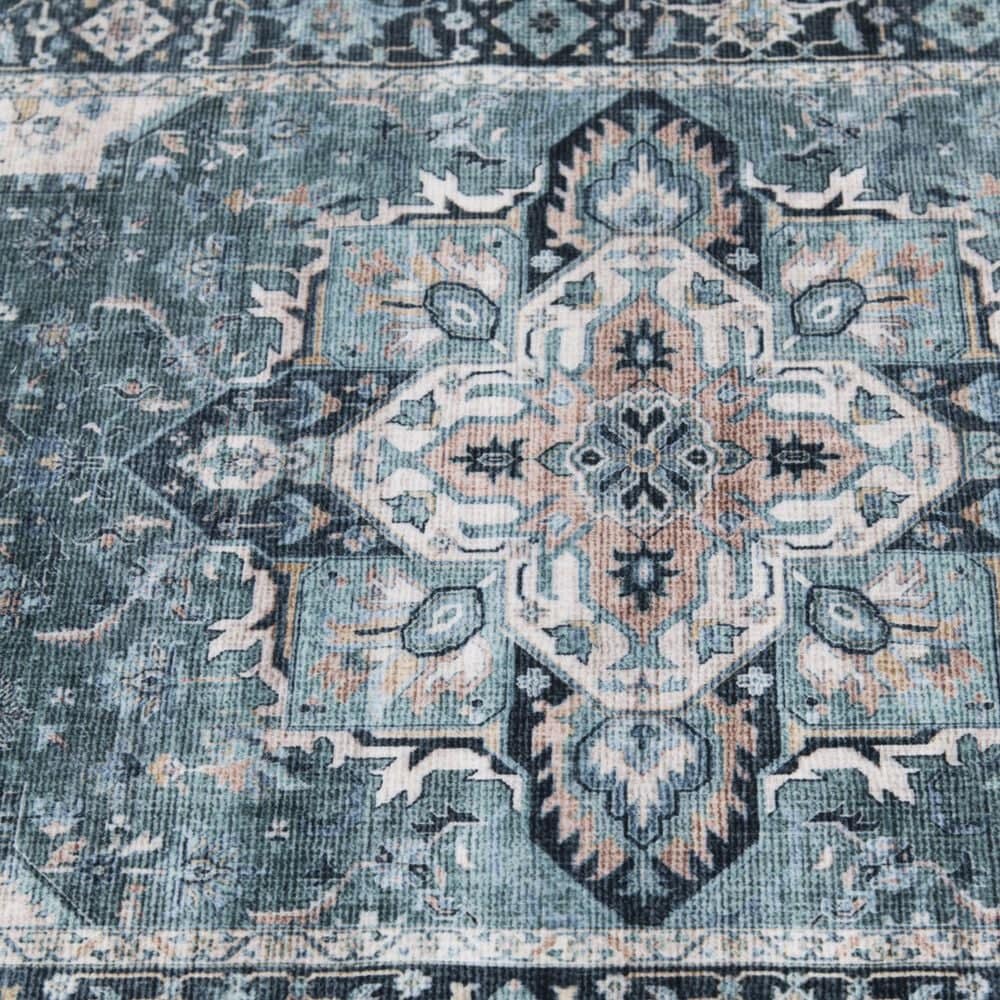 Central Oriental Rugease Velveteen Chantal Green and Ivory 2&#39;3&quot; x 6&#39; Runner, , large