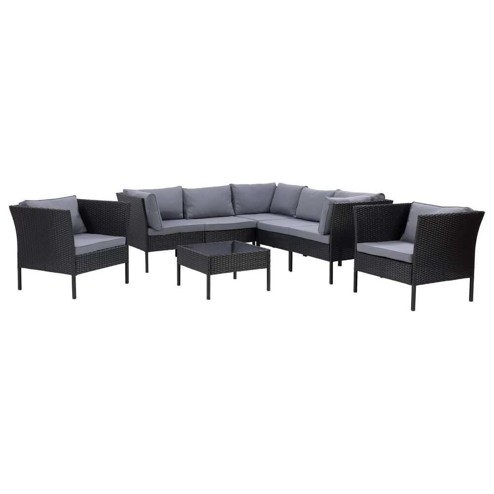 CorLiving Parksville 8-Piece Patio Sectional Set in Black/Gray, , large