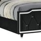 Pacific Landing Lorient Queen Upholstered Wingback Bed in Black with LED Lights, , large
