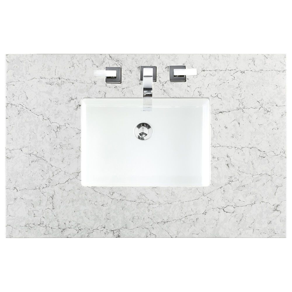 James Martin Vanities Lorelai 36&quot; Single Vanity in Light Natural Oak with 3 cm Eternal Jasmine Pearl Quartz Top, , large