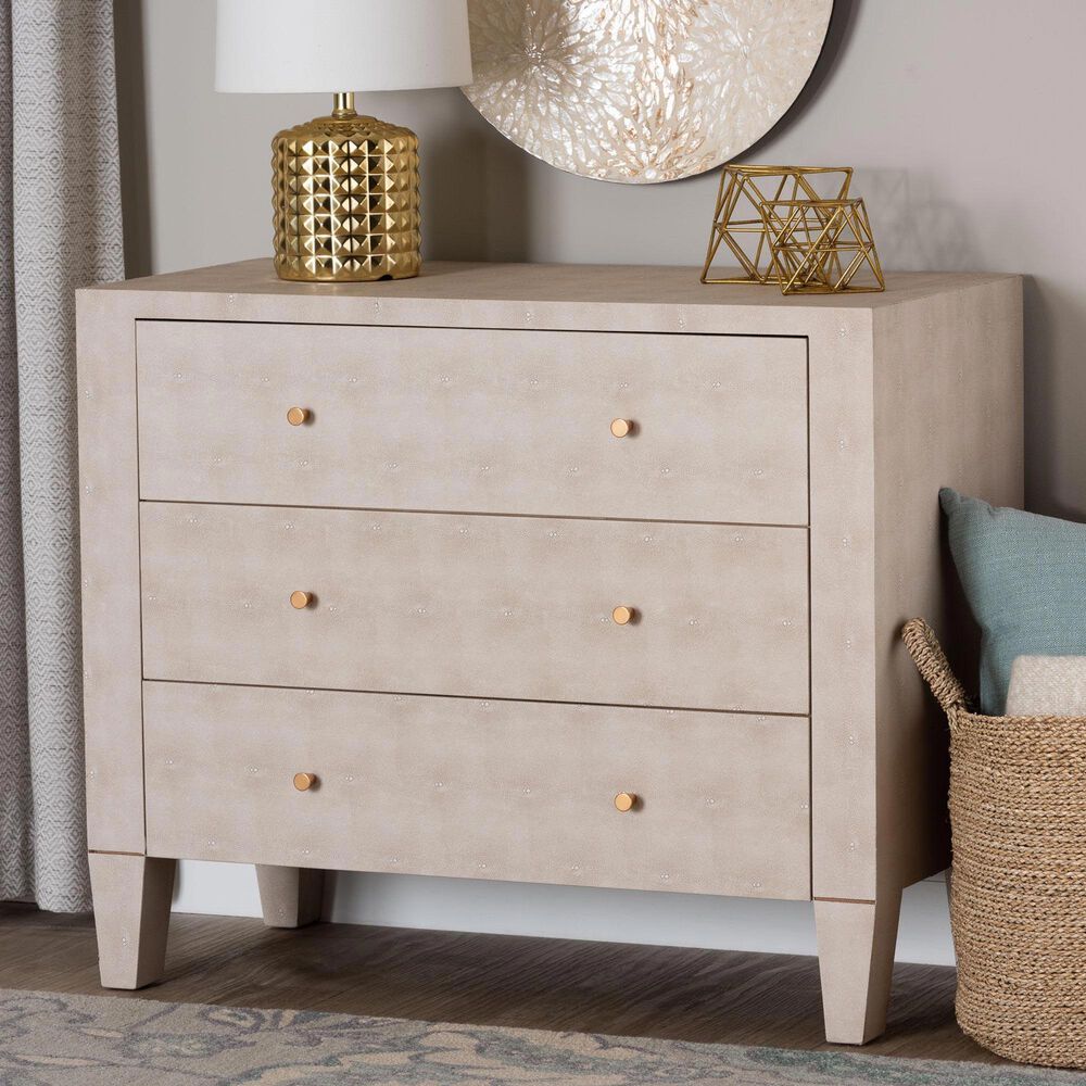 Baxton Studio Leyna 3-Drawer Storage Cabinet in Beige, , large