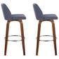 LumiSource Toriano Swivel Bar Stool with Blue Fabric Upholstery in Walnut and Chrome (Set of 2), , large