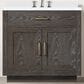 Lexora Home Abbey 36" Single Bathroom Vanity in Brown Oak with 2 cm White Quartz Top and Rectangular Sink, , large