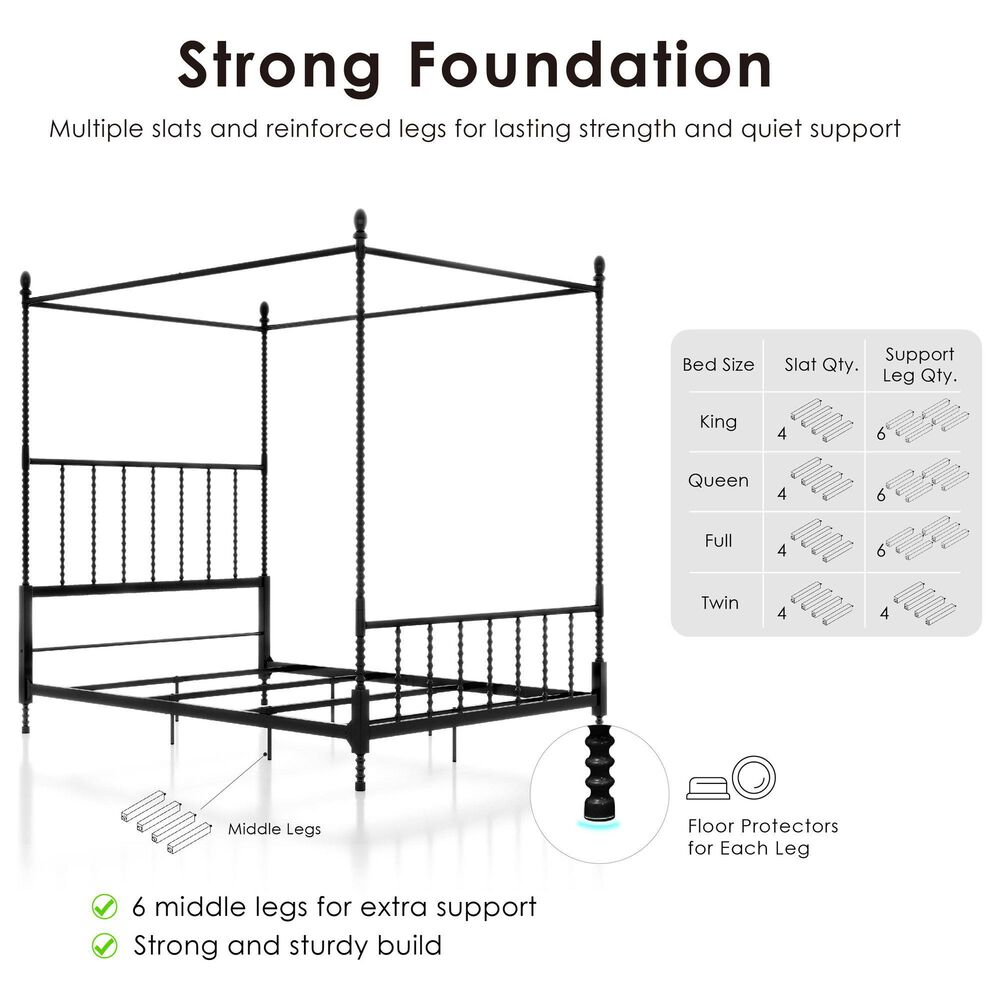 Furniture of America Elliot King Canopy Bed in Black, , large