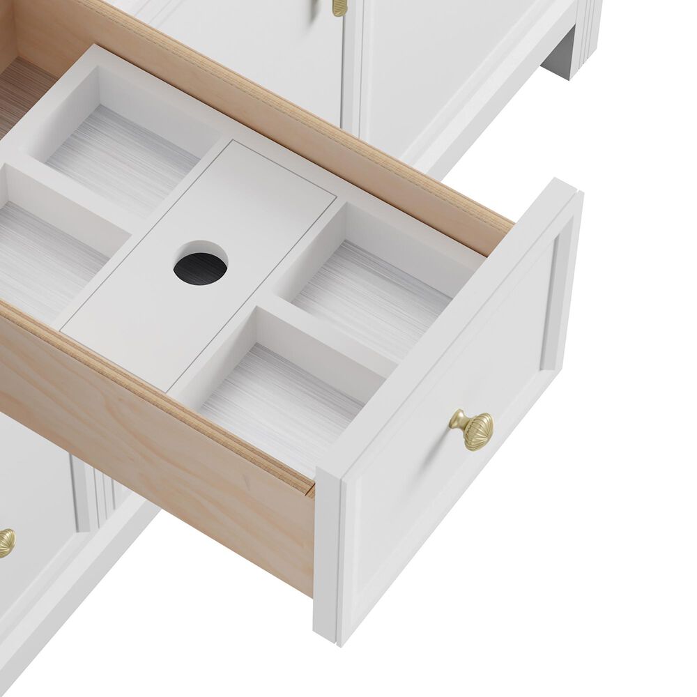 James Martin Bellshire 72" Double Bathroom Vanity in Bright White with 3 cm Siberian Silestone Top and Rectangular Sinks, , large