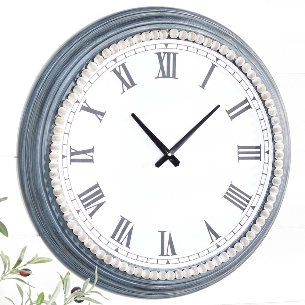 Maple and Jade 23&quot; x 23&quot; Wall Clock in White and Blue, , large
