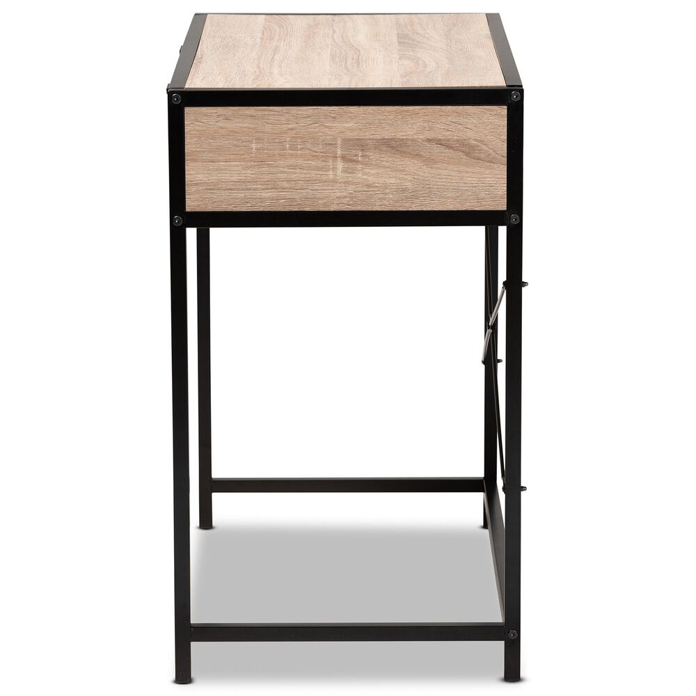 Baxton Studio Grayer 2-Drawer Desk in Natural Brown and Black, , large