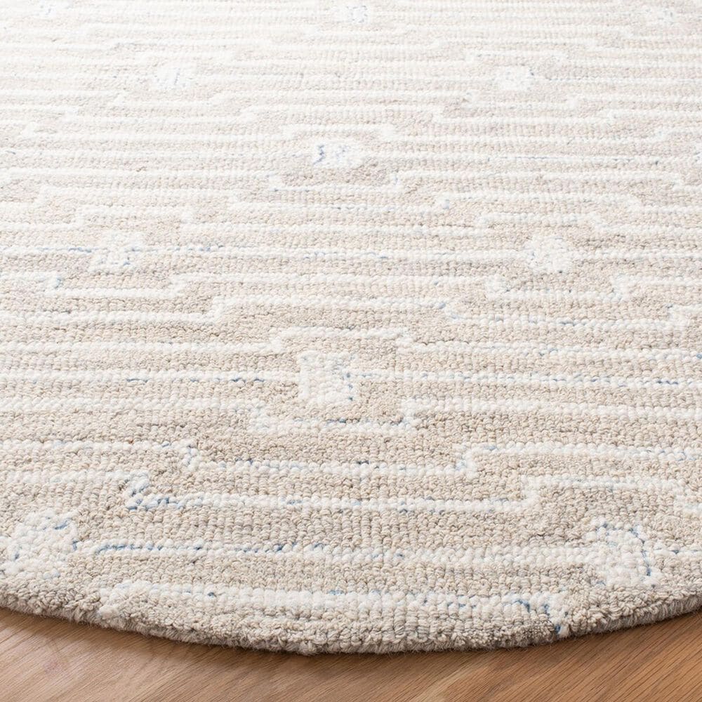 Safavieh Micro-Loop MLP178F 5&#39; Round Light Grey and Ivory Area Rug, , large