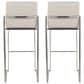 Lumisource Fuji High Back Barstool with Beige Fabric in Stainless Steel (Set of 2), , large