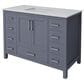 Lexora Home Jacques 48" Single Bathroom Vanity in Dark Grey with 2 cm White Cultured Marble Top and Rectangular Sink, , large