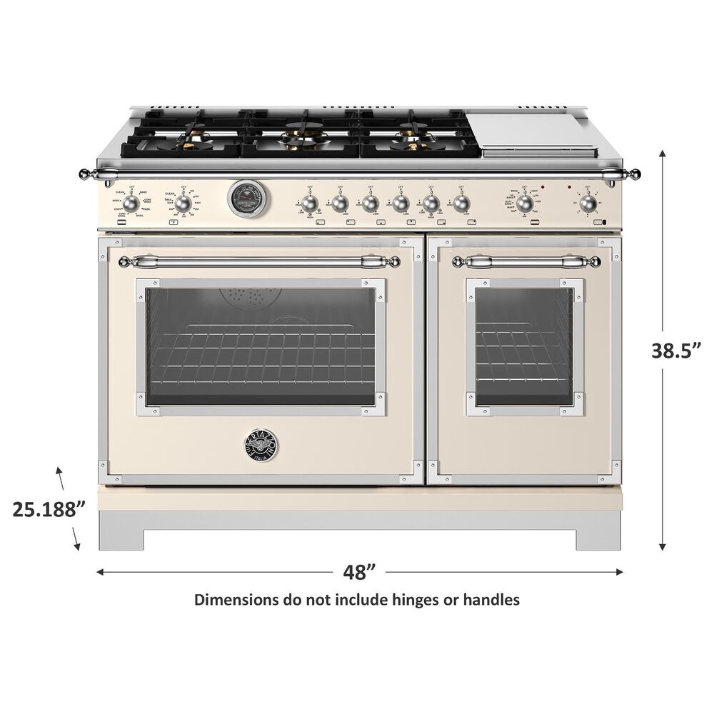 Bertazzoni Heritage 7 Cu. Ft. Freestanding Dual Fuel Range in Avorio, , large