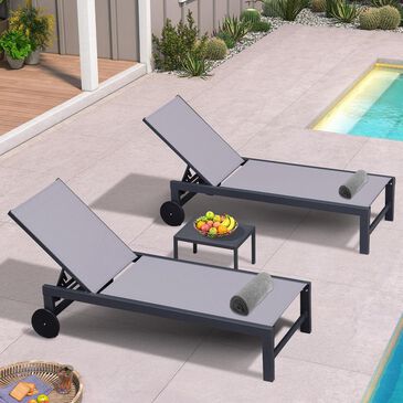 HOMLUX 3-Piece Patio Chaise Lounge Set with Straight-Leg in Light Grey, , large