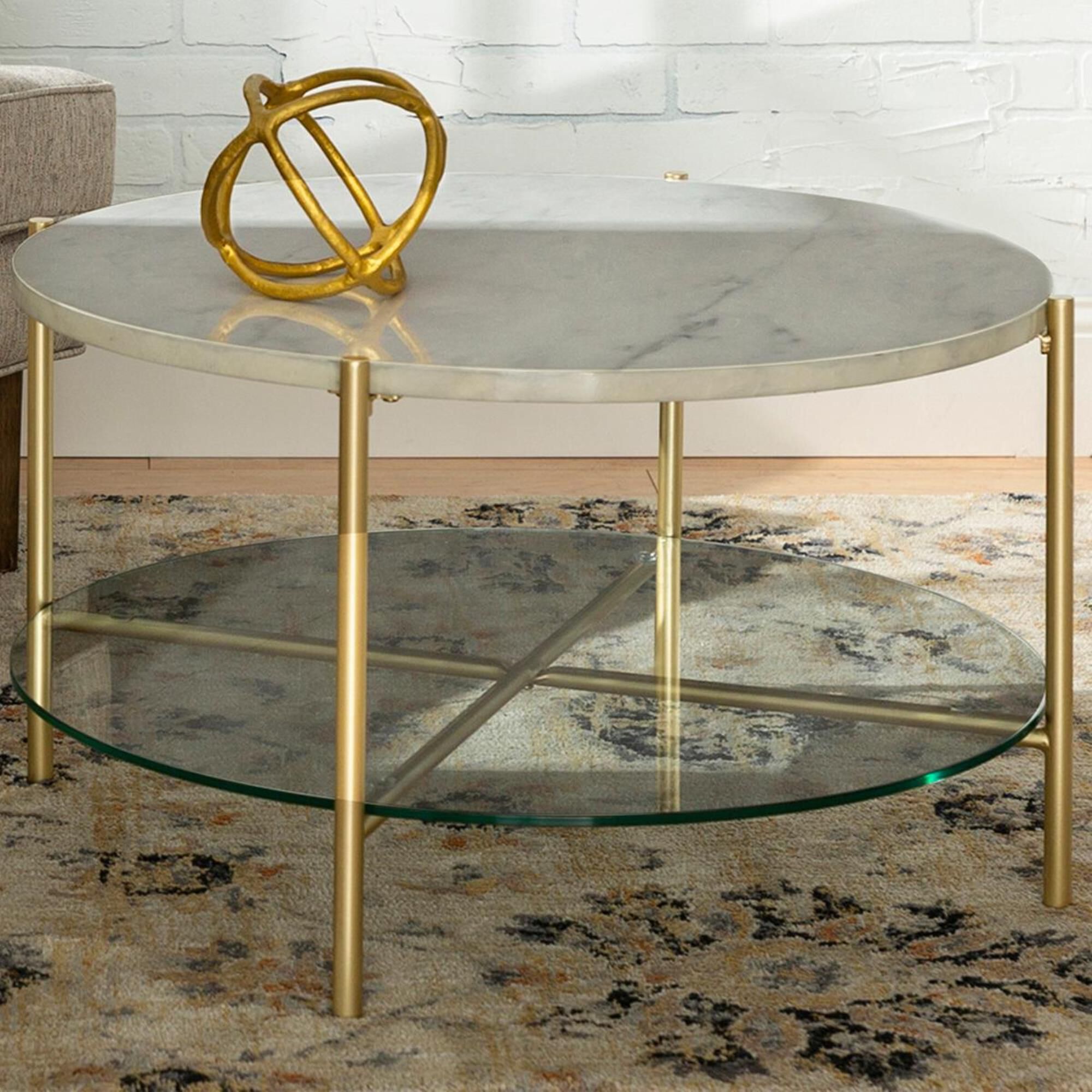Round coffee table with gold legs clearance