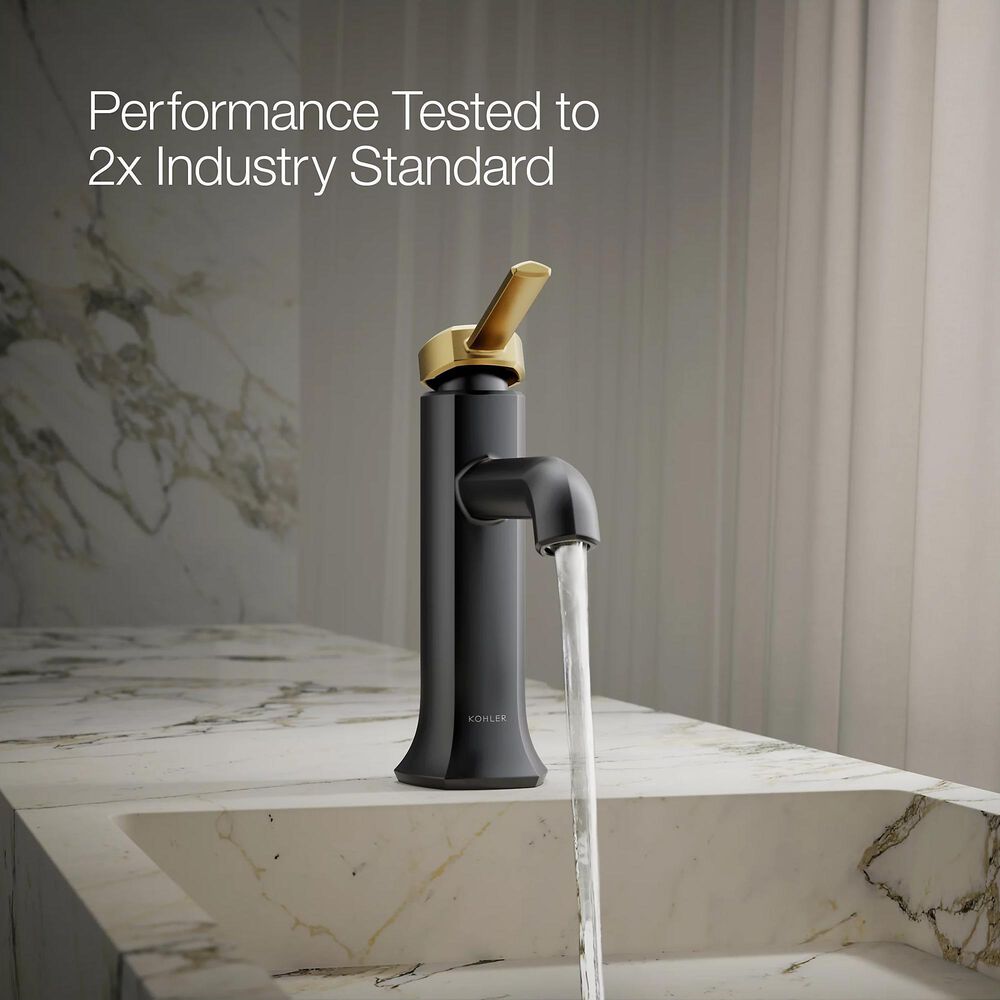 Kohler Occasion Single-Handle Bathroom Sink Faucet in Matte Black and Brushed Moderne Brass, , large