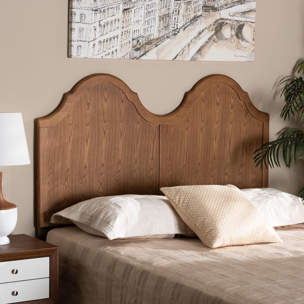 Baxton Studio Tobin King Arched Headboard in Ash Walnut, , large