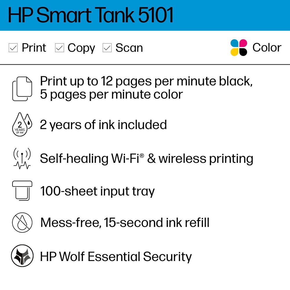 HP Smart Tank 5101 All-in-One Printer in White, , large