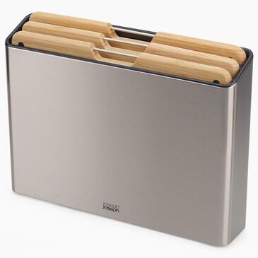 Joseph Joseph Folio 3-Piece 14.2" x 10.2" Steel Chopping Board Set in Bamboo and Stainless Steel, , large