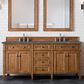 James Martin Vanities Brittany 72" Double Bathroom Vanity in Saddle Brown with 3 cm Parisien Bleu Quartz Top and Rectangular Sinks, , large