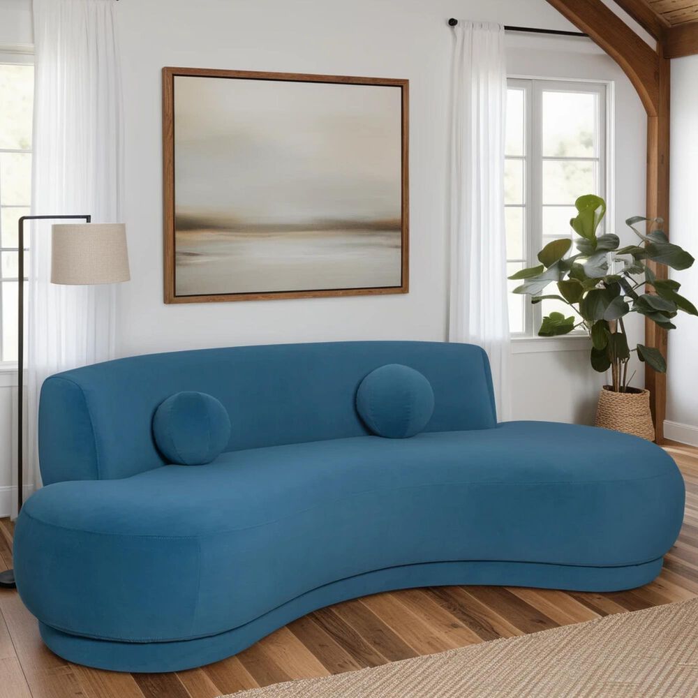 Blue River Oakland Stationary 3-Seater Sofa in Blue Velvet, , large