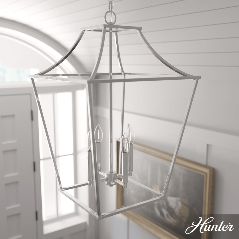 Hunter Laurel Ridge 18&quot; 4-Light Lantern in Brushed Nickel, , large