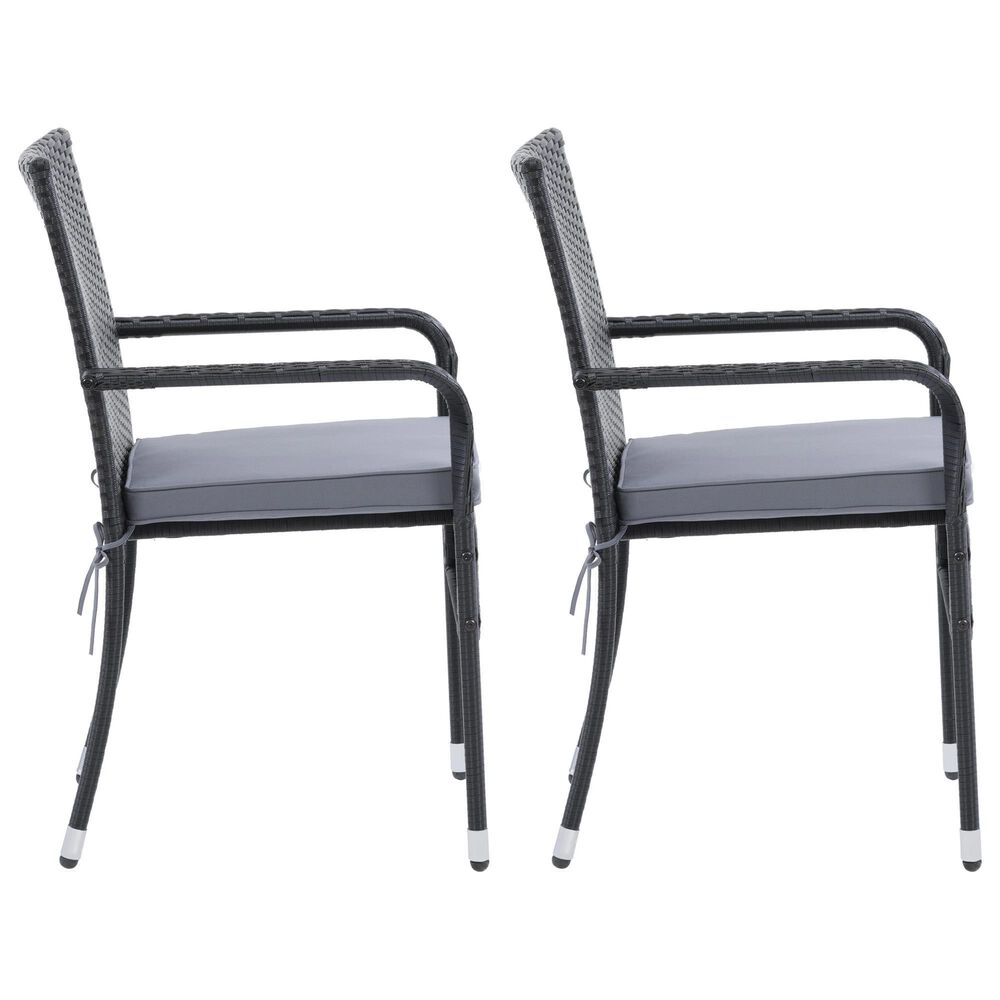 CorLiving Parksville Patio Dining Chair in Black/Ash Gray &#40;Set of 2&#41;, , large