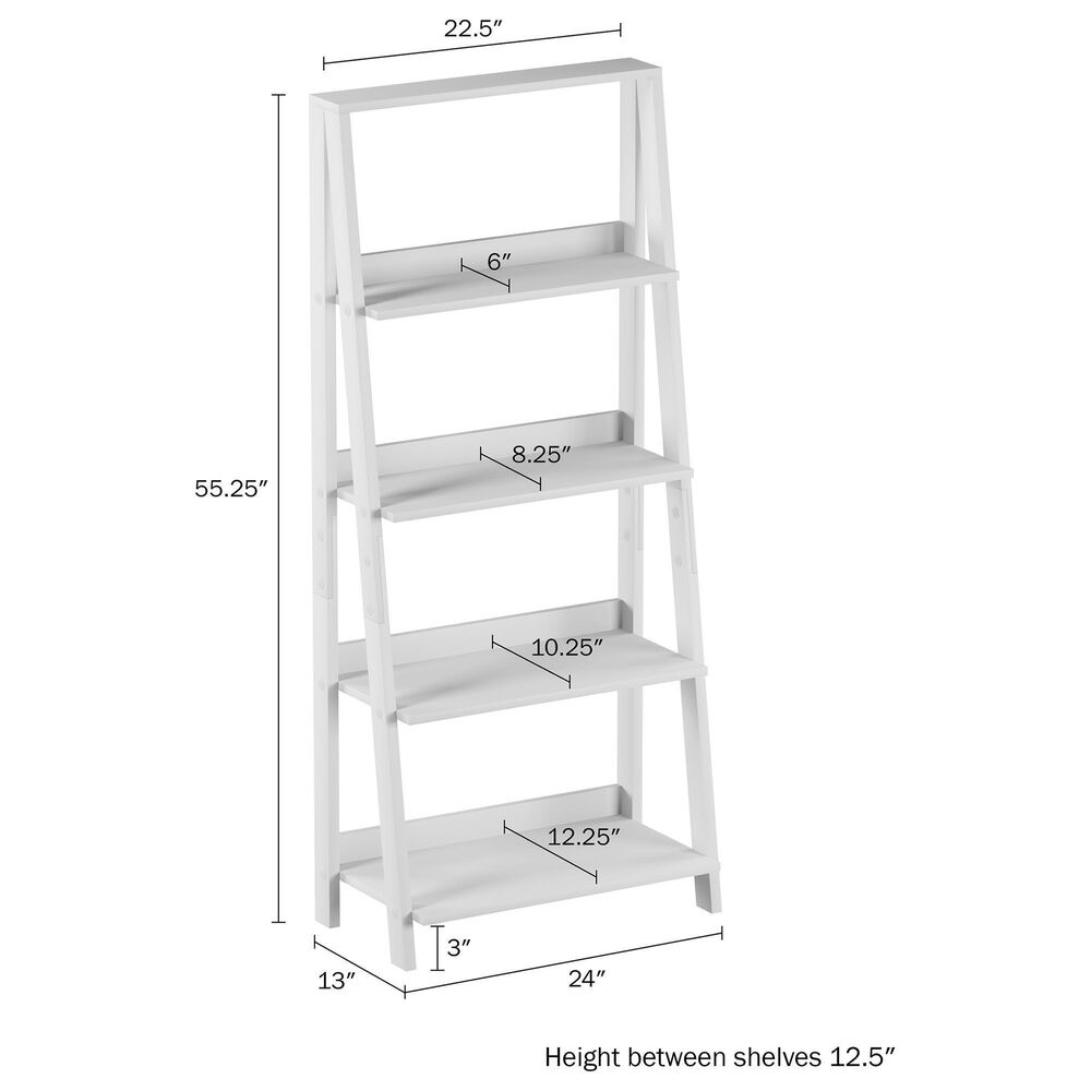 Timberlake Hastings Home 4-Shelf Ladder Bookcase in White, , large