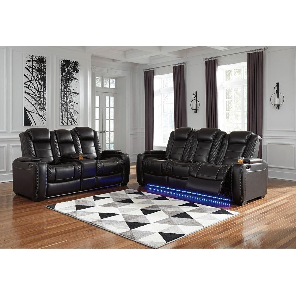 Signature Design by Ashley Party Time Power Reclining Sofa with Power Headrest in Midnight, , large