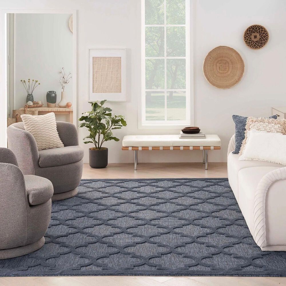 Nourison Easy Care 9&#39; x 12&#39; Navy Blue Indoor/Outdoor Area Rug, , large
