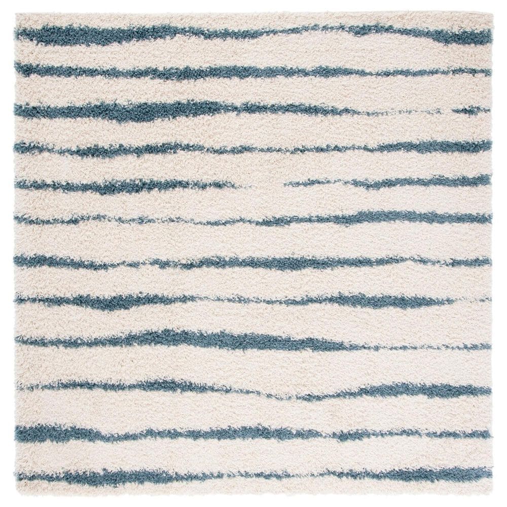 Safavieh Venus Shag VNS603L 6"7" Square Turquoise and Ivory Area Rug, , large