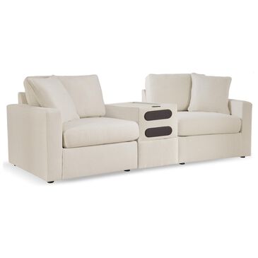 Ashley Modmax 3-Piece Stationary Loveseat with Audio Console in Oyster with Next-Gen Nuvella Performance Fabric, , large