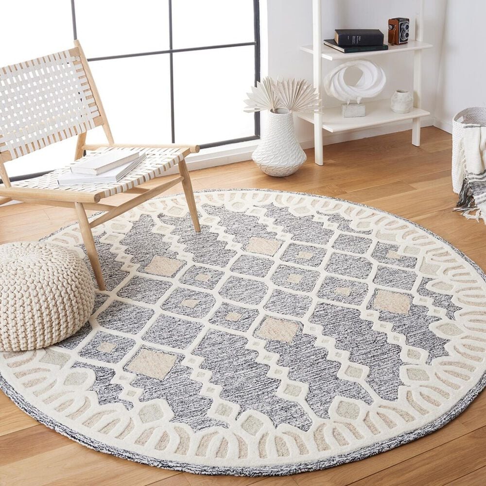 Safavieh Artistry 7&#39; Round Ivory and Black Area Rug, , large