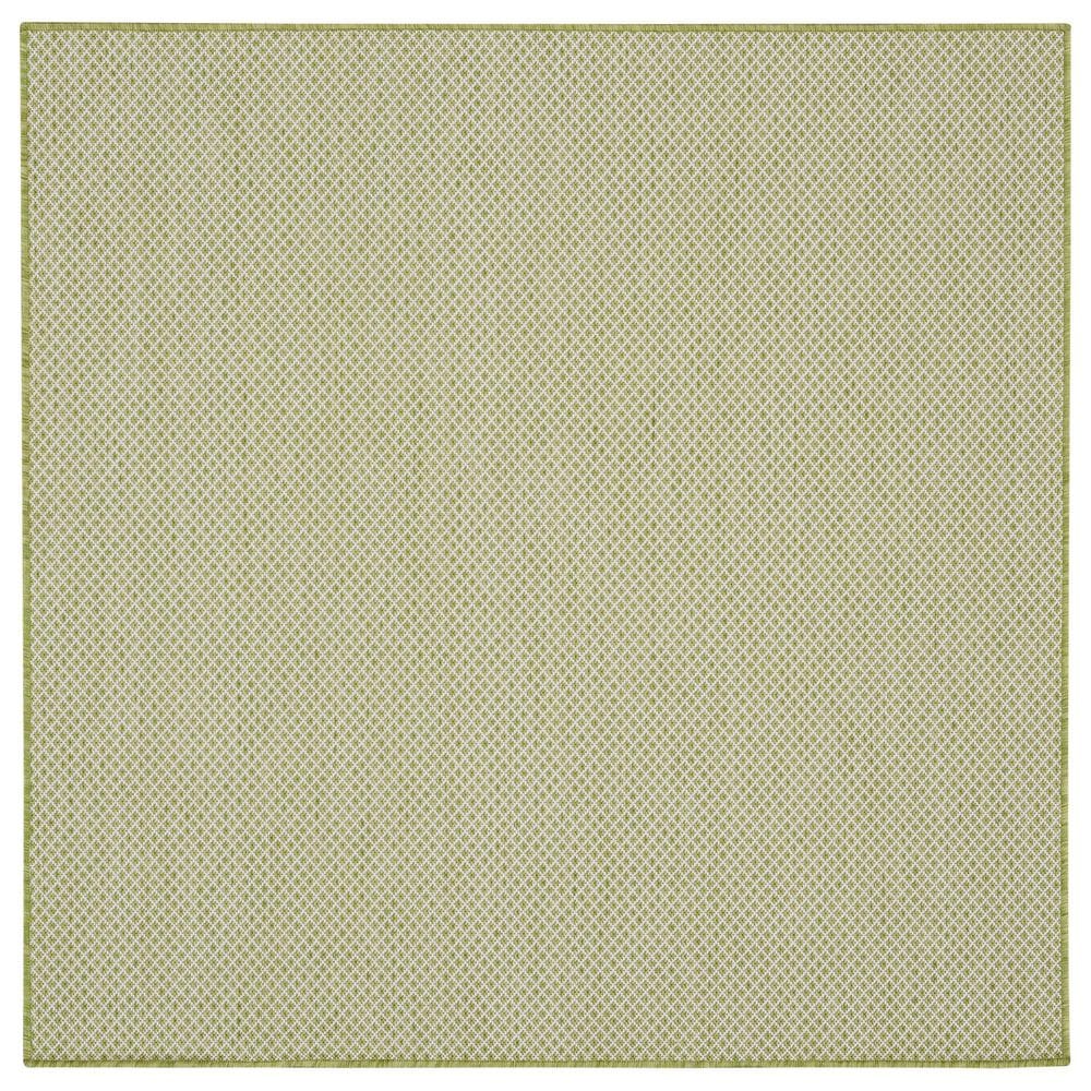 Nourison Courtyard Ivory and Green 5" Square Indoor/Outdoor Area Rug, , large
