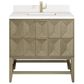 James Martin Vanities Emmeline 36" Single Bathroom Vanity in Pebble Oak with Single Hole 3 cm White Zeus Quartz Top and Rectangular Sink, , large