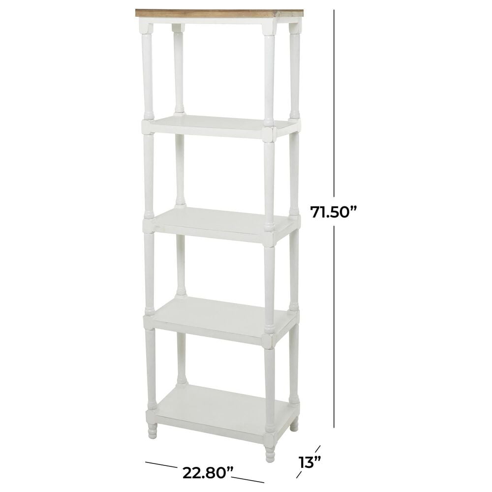 Maple and Jade 4-Shelf Storage Shelving Unit in White and Brown, , large