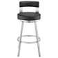 Blue River Flynn 30" Swivel Bar Stool with Black Cushion in Brushed Stainless Steel, , large