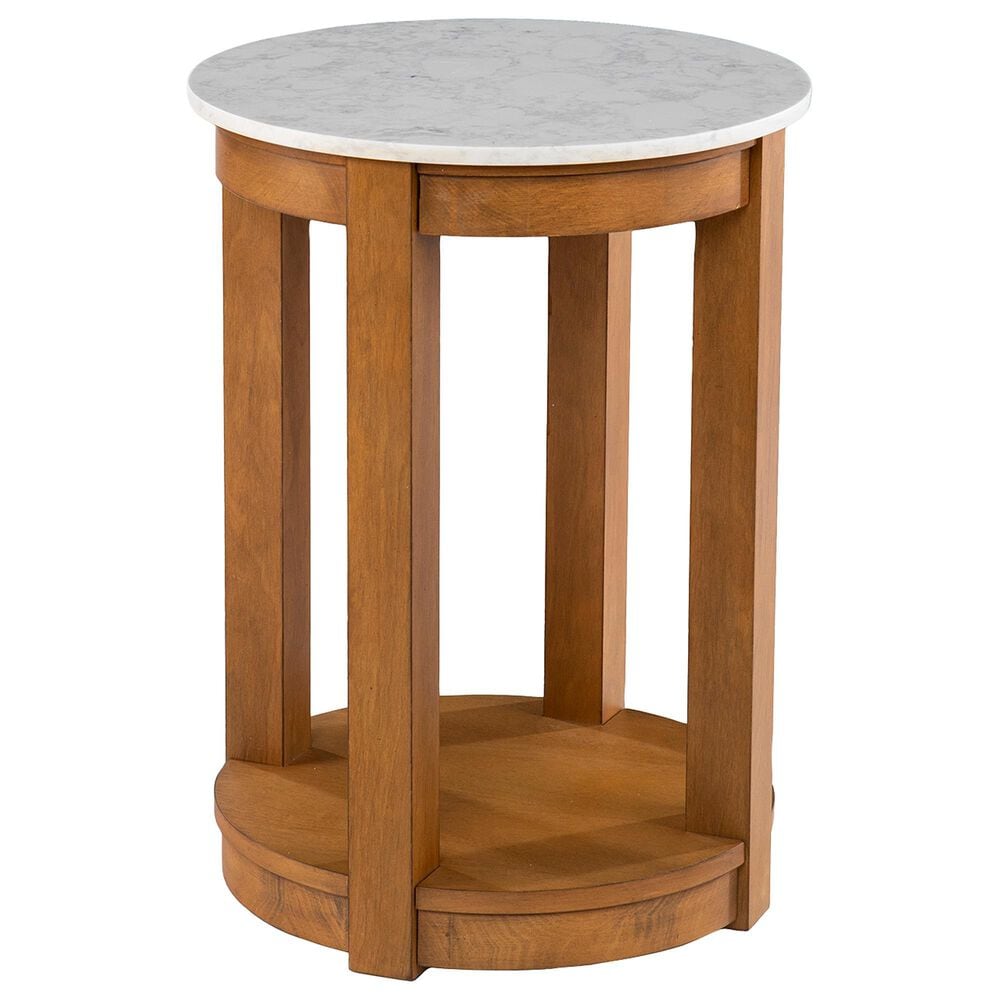 Southern Enterprises Chandlen End Table in White Faux Marble and Natural, , large