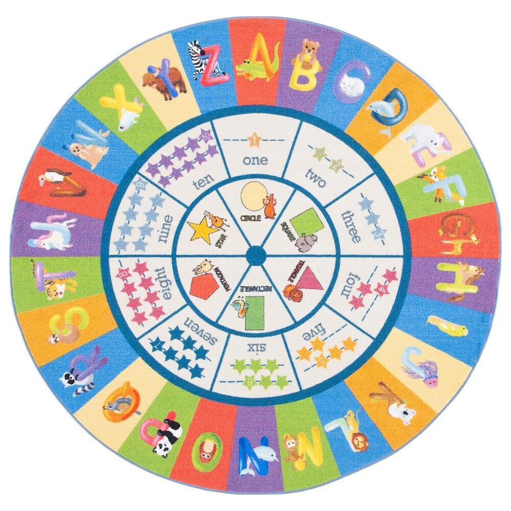 Safavieh Kids Playhouse 5" Round Beige and Blue Rug, , large