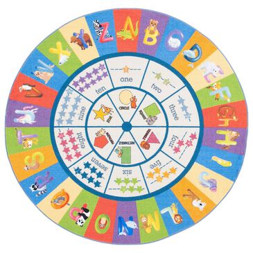 Safavieh Kids Playhouse 5" Round Beige and Blue Rug, , large