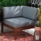Linon Home Decor Summerlyn Patio Corner Chair with Walnut Frame in Grey, , large