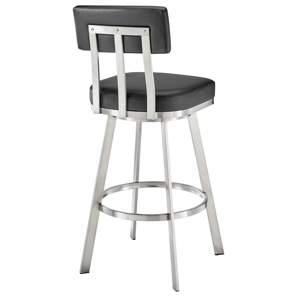 Blue River Benjamin Swivel Counter Stool with Black Cushion in Brushed Stainless Steel, , large