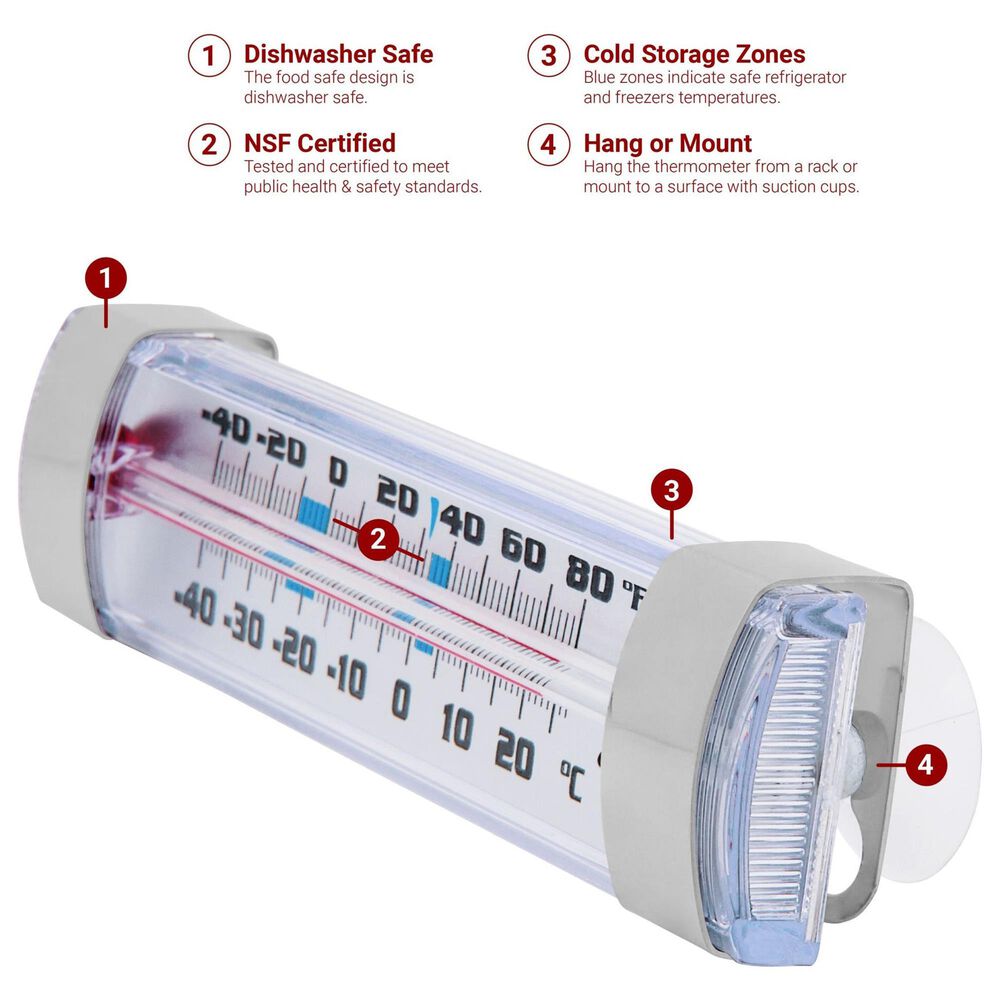 Kitchen Supply Thermometer for Column Refrigerator and Freezer in White and Silver, , large