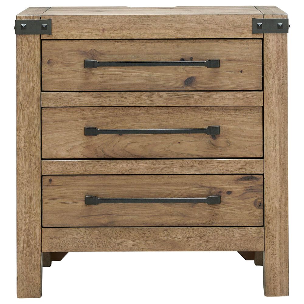 Millenium Ridgester California King Panel Bed with Dresser, Chest and Two Nightstands in Light Brown with USB Ports, , large