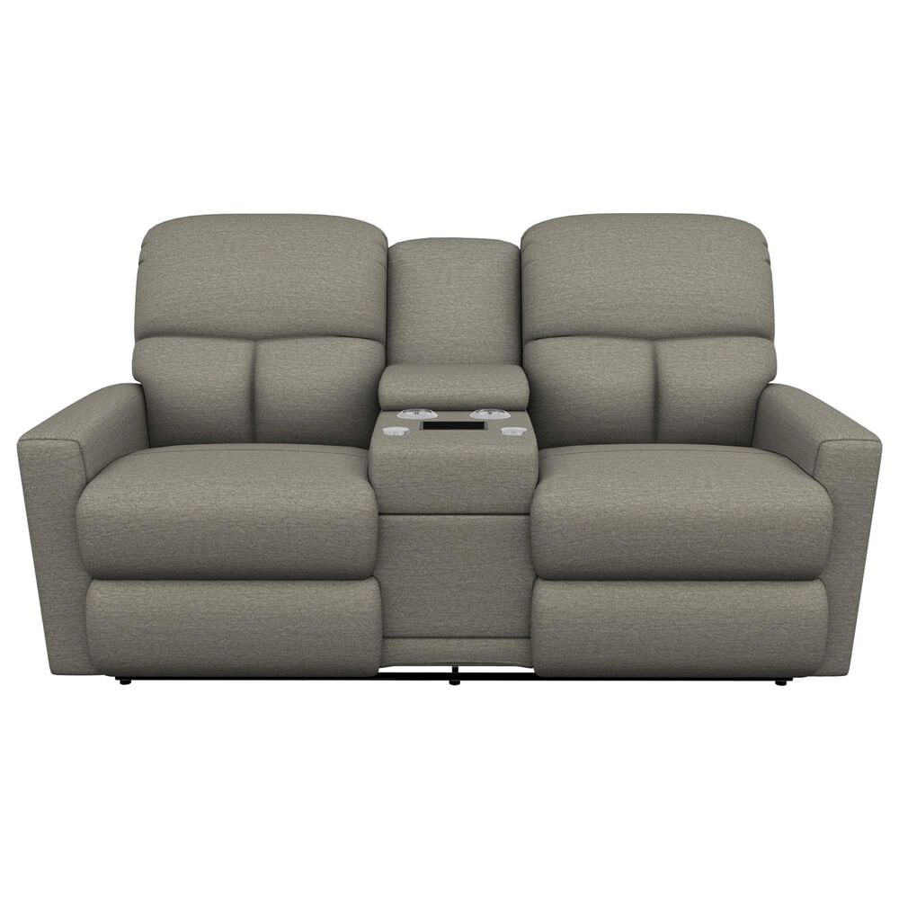 La-Z-Boy Hawthorn Power Reclining Console Loveseat with Headrest and Lumbar in Roma Storm, , large