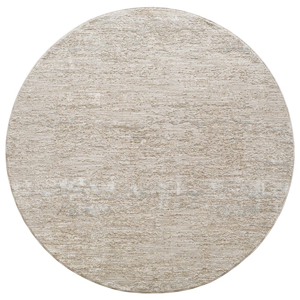 Surya Masterpiece Medium Gray, Light Gray, Cream and Ice Blue 6"7" Round Area Rug, , large