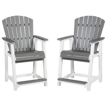 Ashley Transville Patio Counter Stool in Gray and White (Set of 2), , large