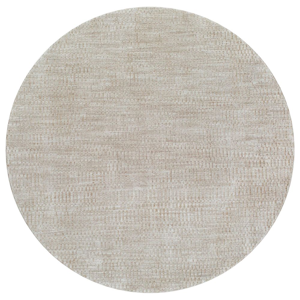 Surya Masterpiece Light Gray and Medium Gray 6'7" Round Area Rug, , large