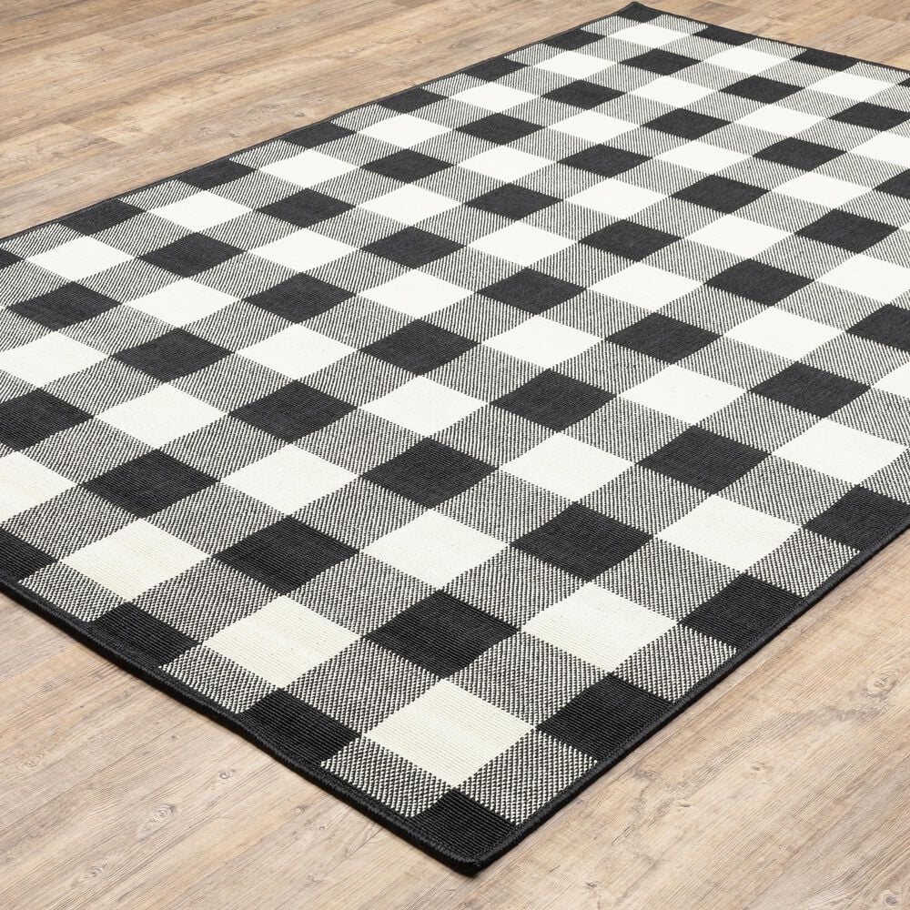 Oriental Weavers Marina Black and Ivory 7&#39;10&quot; x 10&#39;10&quot; Indoor/Outdoor Area Rug, , large